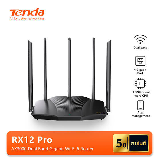 Tenda TX12 Pro V2.0 WiFi6 AX3000 Smart WiFi Router Dual Band Gigabit Wireless Internet High Gain Antennas