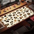 Trendy Brown Leopard Print Large Desk Mat, Minimalist Leopard Extended Mouse Pad, Non-Slip Desk Pad for Home Office Decor. 