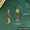 Greek Mythology Face Sun Moon Pendant Creative Design Women's Asymmetric Personality Pendant Earrings Party  Custom Jewelry. 