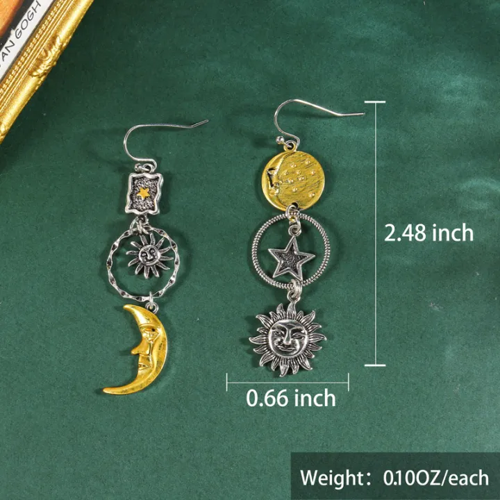 Greek%20Mythology%20Face%20Sun%20Moon%20Pendant%20Creative%20Design%20Women's%20Asymmetric%20Personality%20Pendant%20Earrings%20Party%20%20Custom%20Jewelry%20-%20Image%206