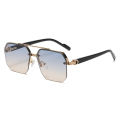 Men's Metal Sunglasses Square Half Frame Rice Nails Casual Trend Personality Retro Fashion Outdoor Sports Eyeglasses. 