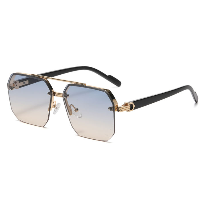 Men's%20Metal%20Sunglasses%20Square%20Half%20Frame%20Rice%20Nails%20Casual%20Trend%20Personality%20Retro%20Fashion%20Outdoor%20Sports%20Eyeglasses%20-%20Image%204
