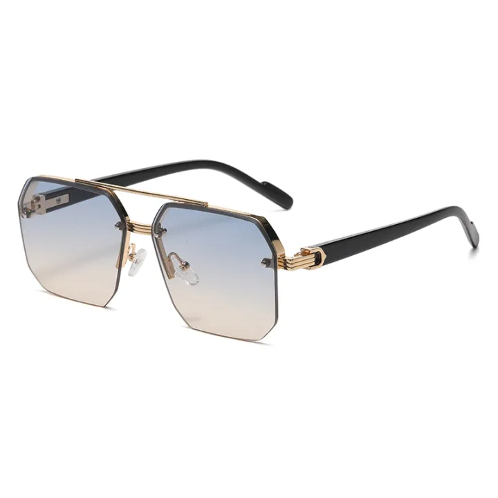 Men's%20Metal%20Sunglasses%20Square%20Half%20Frame%20Rice%20Nails%20Casual%20Trend%20Personality%20Retro%20Fashion%20Outdoor%20Sports%20Eyeglasses%20-%20Image%204