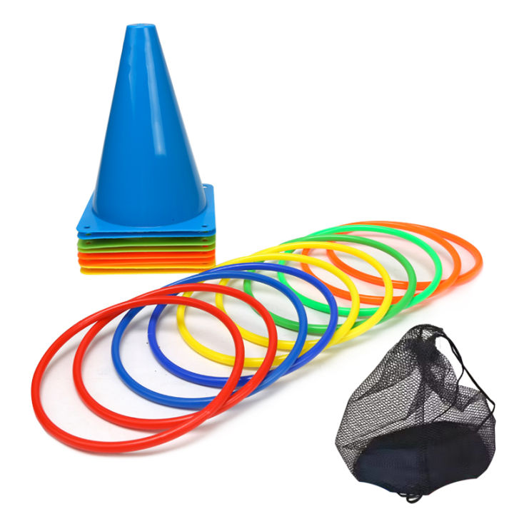 1 Set Party games Ring Toss Game Carnival Combo Set,Soft Plastic Cones Ring Toss Games,Carnival Games Toy for Kid Adult