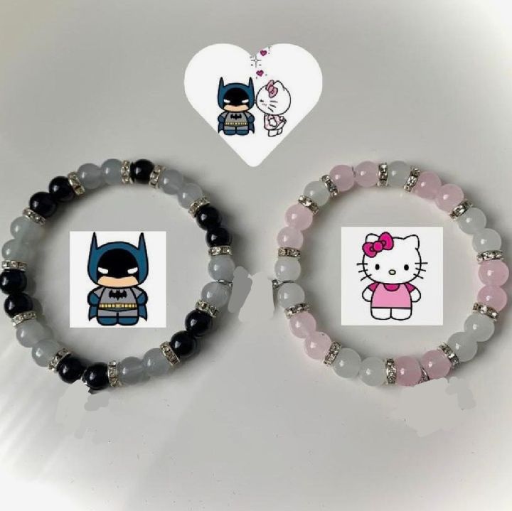 Trending beautiful and elegant high quality batman and hello kitty crystal beads Matching bracelet for friends and couples