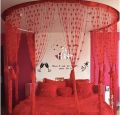 Red Heart Wire Strings blinds curtains. 