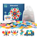 180pcs Set Wooden 3D Puzzles Colorful Geometric Shape Tangram Jigsaw Game Kids Montessori Learning Educational Toys for Childre. 