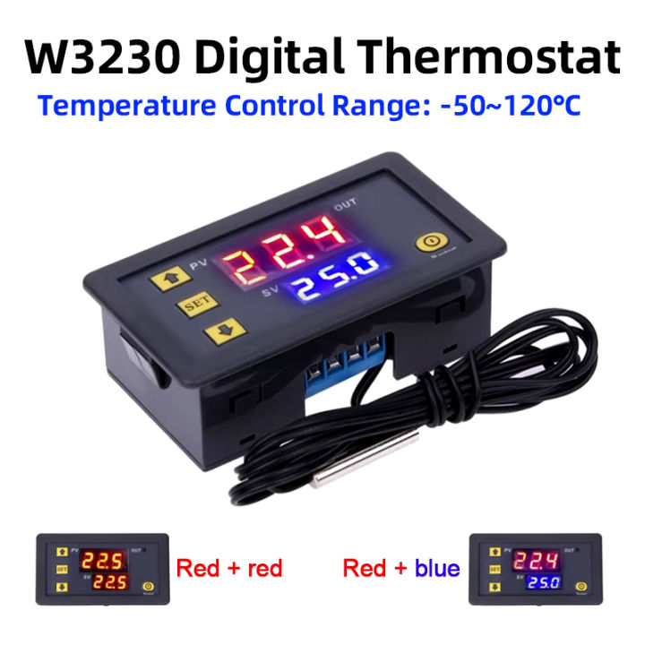 Mini Temperature Controller W3230 Digital Thermostat DC12V/24V AC110-220V Mini Temperature ...