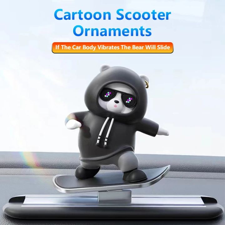 2024 New Dashboard Car Ornaments Skateboard Bear Sliding Bear Creative