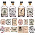 12pcs Irregular Halloween Potion Wine Bottle Labels,Apothecary Stickers For Spooky Party,Ideal For Haunted House Bar Decor .