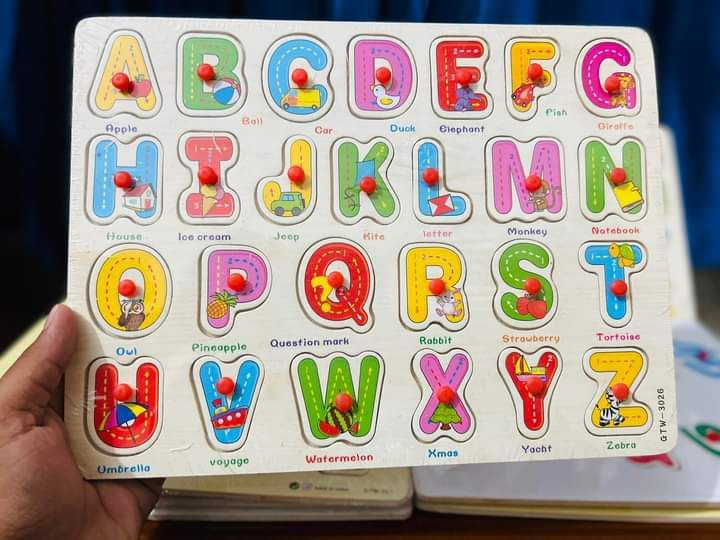 AdiChai Wooden My First Small Alphabet Puzzle Board Colorful Learning Educational Board Toys for Kids, My First Learning Set (Multicolor) |