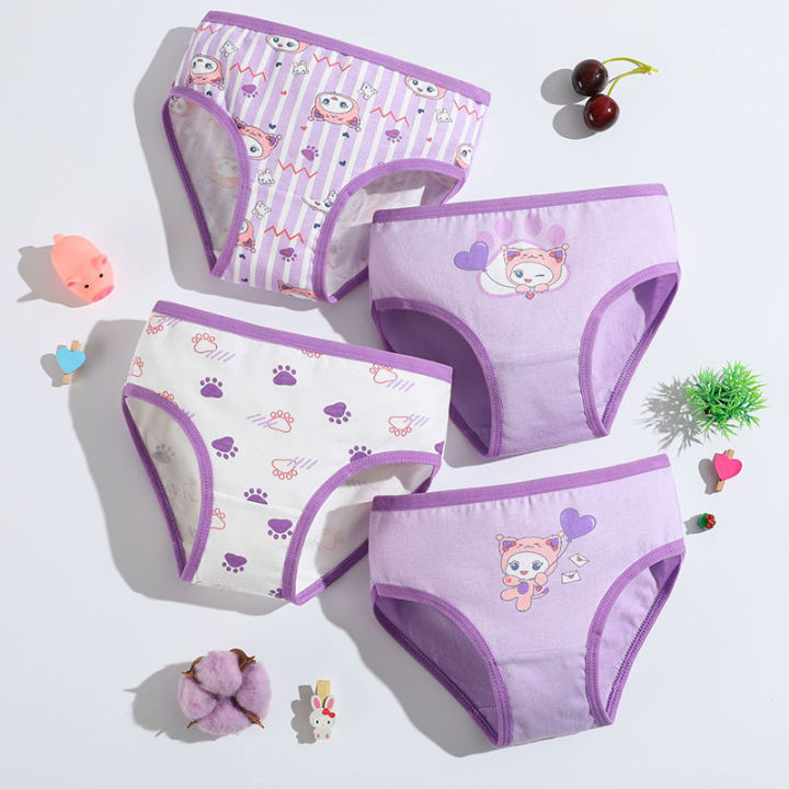 4-Piece%20Cute%20Girls%20Panties%20Premium%20Comfortable%20Cotton%20Baby%20Girls%20Briefs%20Aged%202-9%20Pretty%20Kitty%20Pattern%20Children%20Underwear%20Bottoms%20-%20Image%202
