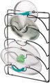 1 pcs Metal Wire Pot and Pan Lid Rack Organizer for Kitchen Cabinet Doors or Wall Mount - Upright Storage Holder with 5 Slots - Black.
