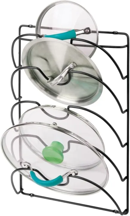 1%20pcs%20Metal%20Wire%20Pot%20and%20Pan%20Lid%20Rack%20Organizer%20for%20Kitchen%20Cabinet%20Doors%20or%20Wall%20Mount%20-%20Upright%20Storage%20Holder%20with%205%20Slots%20-%20Black%20-%20Image%205