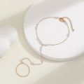 Pearl Finger Ring Bracelet for Girls and Women Wearing Wedding Dating Travelling Party. 