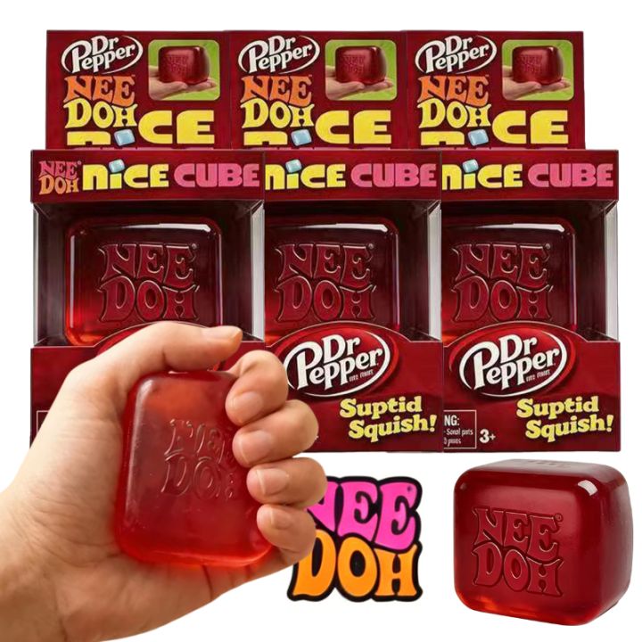 Dr Pepper & Schylling Nee Doh Nice Cube Soft Squishy Sensory Fidget Toy Stress Relief Calm Anxiety