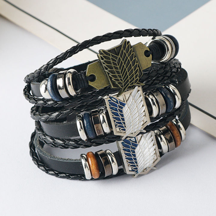 Attack on Titan - Investigation Corps Logo Bracelet - Leather Weaving Handpiece