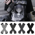 Winter Warm Long Sleeves Gloves for Man Women Fingerless Stripe Hip-Hop Knitted Elbow Mittens Elastic Outdoor Warmer Arm.