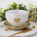 Teacup Tray Silicone Mold with Handle DIY plaster Heart Coffee Cup Saucer UV Resin Epoxy Mold Candle Cup Ceramics Mold Home Deco. 