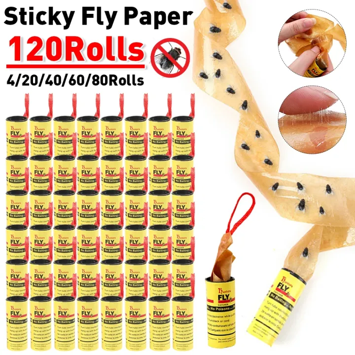 NEW Fly Sticky Paper Strip Strong Glue Double Sided Flies Paper Strips ...