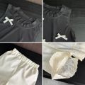 Bear Leader Korean Casual Children's Set Bow Decoration Black Sleeveless Vest+Pants Two-piece Set Lace Stitching Girls Clothes. 