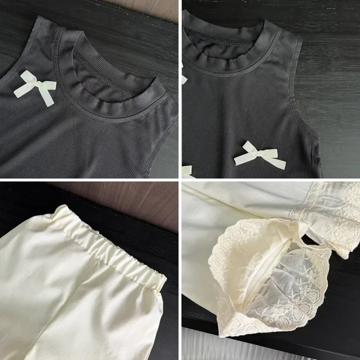 Bear%20Leader%20Korean%20Casual%20Children's%20Set%20Bow%20Decoration%20Black%20Sleeveless%20Vest+Pants%20Two-piece%20Set%20Lace%20Stitching%20Girls%20Clothes%20-%20Image%206