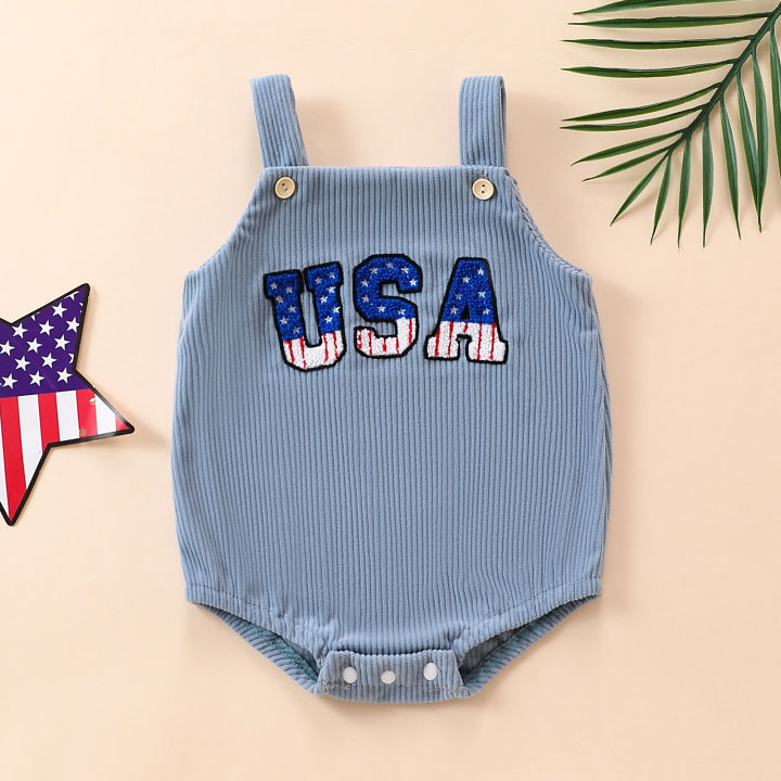 Summer%20neutral%20infants%20and%20toddlers%20neutral%20male%20and%20female%20infants%20independent%20corduroy%20independent%20day%20suspenders%20Romper%20-%20Image%202