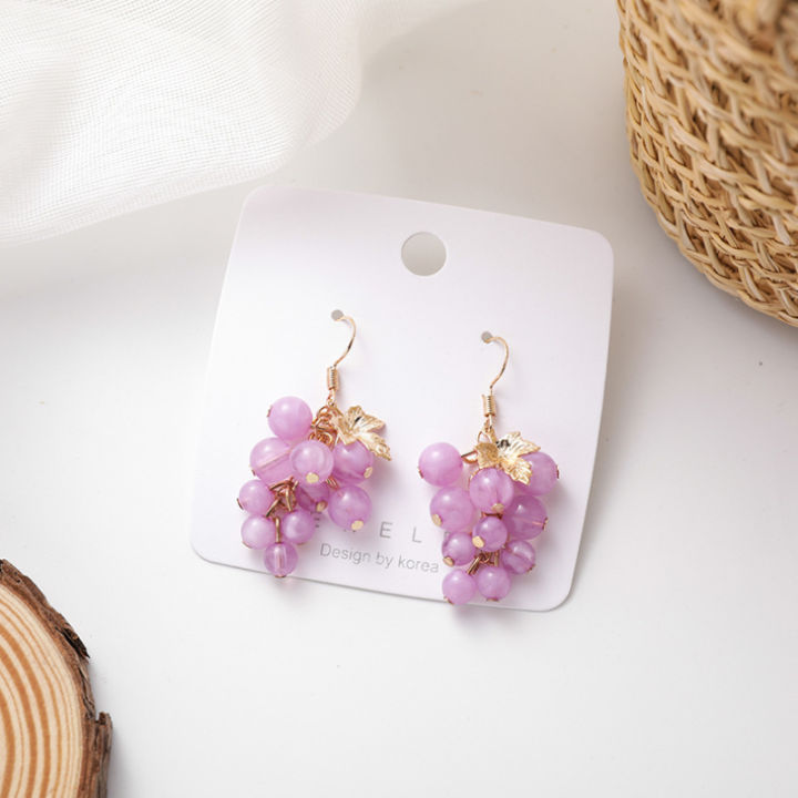 Sweet%20Summer%20Little%20Fresh%20Sweet%20Beaded%20Ear%20Hook%20Temperament%20Purple%20Grape%20Fruit%20Earrings%20Versatile%20Personality%20Ear%20Rings%20Women%20-%20Image%202