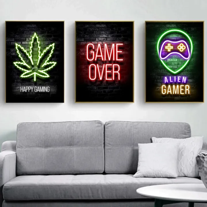 Neon%20Gaming%20Gamer%20Wall%20Art%20Posters%20Prints%20Gamer%20Canvas%20Painting%20Canvas%20Picture%20for%20Kids%20Boys%20Room%20Decorative%20Playroom%20Cuadros%20-%20Image%204