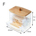 Acrylic Storage Box Bathroom Jar Makeup Organizer Cotton Round Pad Holder Cotton Swab Box Qtip Holder Dispenser with Bamboo Lid.