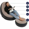 Inflatable Lounge Chair with Footrest, Portable Inflatable Seats, Flocked Sofa, Inflatable Chair, Lazy Inflatable Single Sofa Bed for Indoor and Outdoor. 