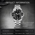 1pc Luxury Men Silver Stainless Steel Water Proof Automatic Luminous Rotatable Bezel Mens Watches. 