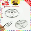 Toyota steering wheel logo tag chrome plastic 6.3x4.2cm fitted with double sided adhesive tape, rear label, Toyota steering wheel horn logo. 