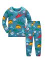 Kids Pajama Set 100% Cotton Soft Dinosaur Print Loungewear Long Sleeve Pjs Sleepwear for Toddler Boys Girls Age 1-8 Years. 
