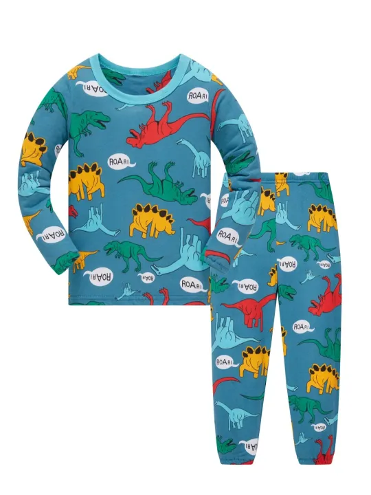 Kids%20Pajama%20Set%20100%25%20Cotton%20Soft%20Dinosaur%20Print%20Loungewear%20Long%20Sleeve%20Pjs%20Sleepwear%20for%20Toddler%20Boys%20Girls%20Age%201-8%20Years%20-%20Image%207