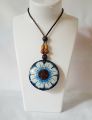 Handmade coconut shell neklace traditional flower pendant two side hand painting juwellary eco friendly.. 