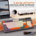 M96 Bluetooth Keyboard,2.4G Dual Mode Connection,Battery Digital Display,Multimedia Knob, Colourful Light,PC Notebook. 