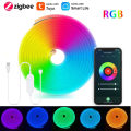 DC5V USB Zigbee3.0 RGB Soft Neon Led Strip Tuya Zigbee Ambilight Backlight Flexible Tape Room Decor Smart Voice for  Alexa. 