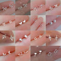 925 Silver Needles Silver Color Mini Star Heart Butterfly Stud Earrings for Women Hypoallergenic Daily Wear Ear Girls Pierc . 