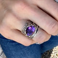 1 Pcs Vintage Bohemian-Style Purple Synthetic Zircon Ring Suitable for Woman Everyday Wear or Special Occasion Parties. 