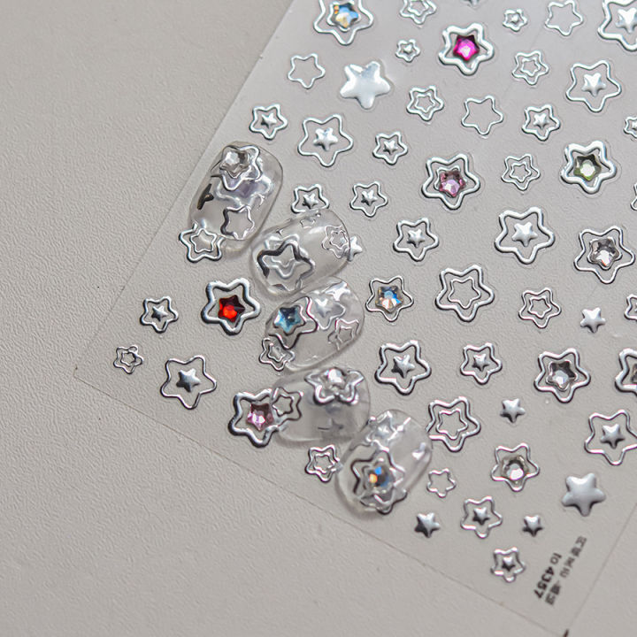 Grid%20Patterned%20Star%20Bowknot%20Cherry%20Polka%20Dot%20Line%20Colorful%20Geometric%20Five-pointed%20Star%20Adhesive%20Nail%20Art%20Sticker%20Manicure%20Decal%20-%20Image%203