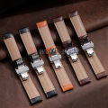 12/13/14/15/16/17/18/19/20/21/22/23/24mm Genuine Leather Strap with Box Bracelet Wristband Band Butterfly Clasp Watch Accessory. 
