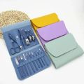 Multicolour Stainless Steel Nail Cutter Kit for Men & Women with Leather Bag - Travel Grooming Set for Facial, Cuticle, & Nail Care. 
