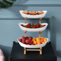 Table Plates Dinnerware Kitchen Fruit Bowl with Floors Partitioned Candy Cake Trays Wooden Tableware Dishes. 