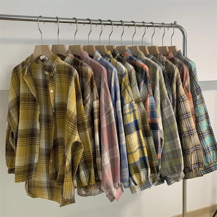 Checkered%20Shirt%20Woman%20Oversized%20Long%20Sleeve%20Collared%20Button%20Up%20Plaid%20Shirt%20Jacket%20Teen-girl%20Casual%20Daily%20Outfit%20-%20Image%206