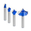 1pc/4pcs Pointed Tip Engraving Cutter, Silver-Blue Woodworking Router Bit Set, CNC Carving Tool for Round Edge & Groove Milling. 