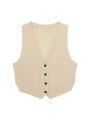 HH Women Solid Casual 2 Piece Set V Neck Single Breasted Vest Top High Waist Slim Shorts Female Casual Office Lady Daily Wear. 