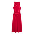 ETJ Elegant Wrinkled Silk Satin Party Dress For Women Slim Sleeveless Fashion Evening Dress 2025 Summer Collection. 