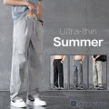 Good Quality Spring Summer Thin Men's Casual Straight Trousers Elastic Waist Outdoor Business Solid Color Long Cargo Pants Male. 