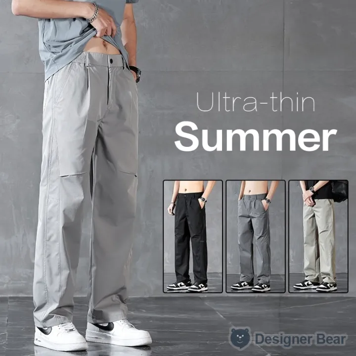 Good%20Quality%20Spring%20Summer%20Thin%20Men's%20Casual%20Straight%20Trousers%20Elastic%20Waist%20Outdoor%20Business%20Solid%20Color%20Long%20Cargo%20Pants%20Male%20-%20Image%202